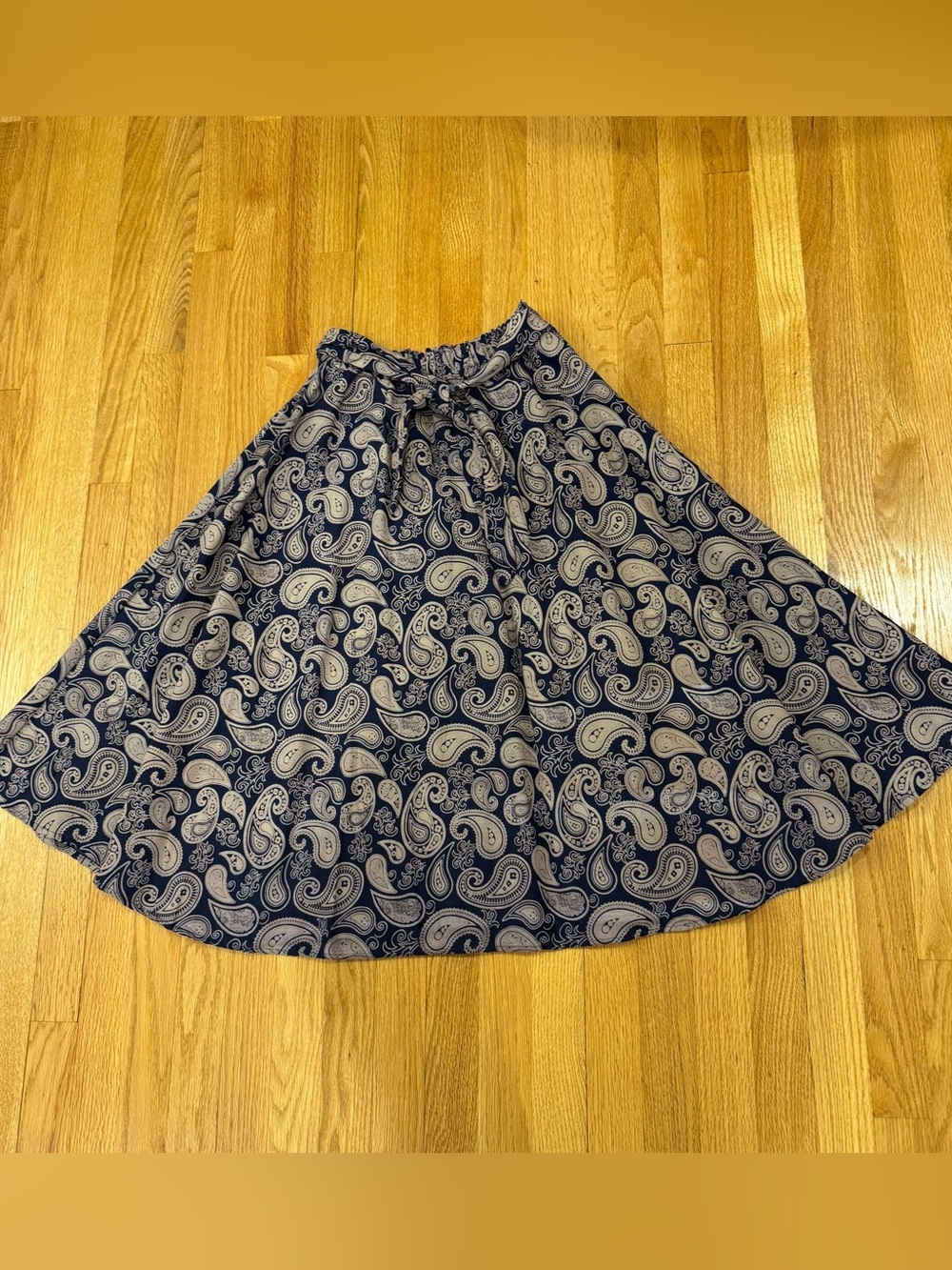 Navy and Cream Paisley Circle Women’s Skirt - Picture 2 of 3